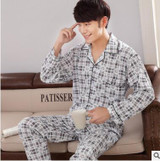Men 's pajamas suit new autumn men' s pajamas cotton long - sleeved cardigan men 's cotton household clothes Pajamas suits