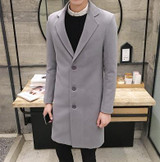 Men 's new 2017 autumn and winter fashion solid color woolen coat Korean Slim in the long trend of all-match wool jacket M-5XL