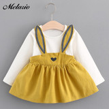 Melario Baby Dresses 2018 New Spring Autumn Baby Girls Clothes Printing Girls Party Dress Princess Dress Suit Newborn Dress