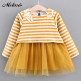 Melario Baby Dresses 2018 New Spring Autumn Baby Girls Clothes Cat Printing Girls Party Dress Princess Dress Newborn Dress