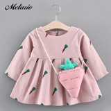 Melario Baby Dresses 2017 New Spring Autumn Baby Girls Clothes Carrot Printing Girls Party Dress Princess Dress Newborn Dress