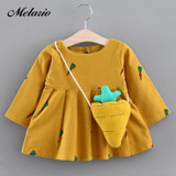 Melario Baby Dresses 2017 New Spring Autumn Baby Girls Clothes Carrot Printing Girls Party Dress Princess Dress Newborn Dress