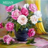 Meian,Full,Diamond Embroidery,Flower,Pink,5D,Diamond Painting,Cross Stitch,3D,Diamond Mosaic,Needlework,Crafts,Christmas,Gift