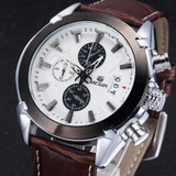 MEGIR Chronograph Casual Watch Men Luxury Brand Quartz Military Sport Watch Genuine Leather Men's Wristwatch relogio masculino
