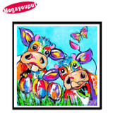 Megayouput 5D diy diamond Painting diamond Embroidery Cross Stitch cows flower picture Full drill Diamond Mosaic home decor