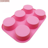 COOKNBAKE DIY Round Silicone Bakeware Cake Molds 6 Holes Muffin Cupcake Mold Handmade Soap Mold SSCM-001-14