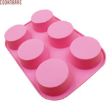 COOKNBAKE DIY Round Silicone Bakeware Cake Molds 6 Holes Muffin Cupcake Mold Handmade Soap Mold SSCM-001-14