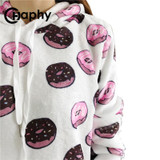 Cookies Print Hoodies 2017 Autumn Winter Hoodies Fashion Flannel Hooded Tracksuits for Women Casual Sweatshirts With Hat Hooded