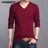 COODRONY Sweater Men Autumn Winter Warm Mens Knitted Wool Sweaters Solid Color Casual V-Neck Pull Homme Cotton Pullover Men 7210