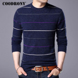 COODRONY Sweater Men 2017 New Autumn Winter Warm Cashmere Pullover Men Casual Stripe O-Neck Pull Homme Merino Wool Sweaters 7312