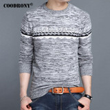 COODRONY Mens Sweaters 2017 New Slim Fit Sweater Men Young Fashion Striped O-Neck Pullover Men Cotton Wool Pull Homme Shirt 7204