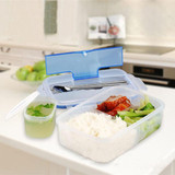 Conveninet Modern Ecofriendly Outdoor Portable Microwave Lunch Box with Soup Bowl Chopsticks Spoon Food Containers 1000mL