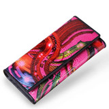 CONTACT'S Women wallet Genuine Leather Wallet Female Purse Printing Flowers designer Clutches Phone coins Card Holder Money Bag