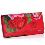 CONTACT'S Women wallet Genuine Leather Wallet Female Purse Printing Flowers designer Clutches Phone coins Card Holder Money Bag