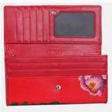CONTACT'S Women wallet Genuine Leather Wallet Female Purse Printing Flowers designer Clutches Phone coins Card Holder Money Bag