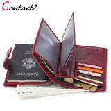 CONTACT'S Passport Cover Women's genuine leather purse business card holder wallet women wallet female small coin purse clutch