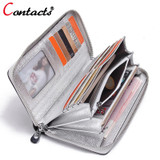 CONTACT'S Genuine Leather women Wallet Female Purse phone women wallet designer candy color clutch coins Card Holder money bag