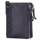 CONTACT'S Genuine Leather Women Wallet Female Purse Men Wallet Small Zipper Coin Purse Leather Red Credit Card Holder Money Bag