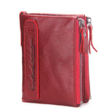 CONTACT'S Genuine Leather Women Wallet Female Purse Men Wallet Small Zipper Coin Purse Leather Red Credit Card Holder Money Bag
