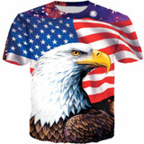 ConMotion Cool American Flag Eagle Print 3D T shirt
