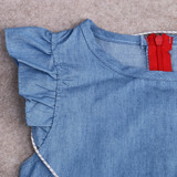2016 Baby Girls Dress Cute Demin Kids Dresses For Girl Toddler A line Red bowties Dress Baby Clothing