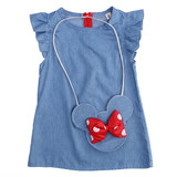 2016 Baby Girls Dress Cute Demin Kids Dresses For Girl Toddler A line Red bowties Dress Baby Clothing