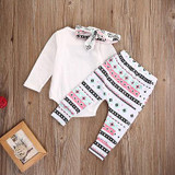 2016 baby girls clothes Elephant Romper+pants +Headband 3pcs suit newborn baby girl clothing set