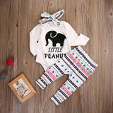 2016 baby girls clothes Elephant Romper+pants +Headband 3pcs suit newborn baby girl clothing set