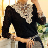 2015 Summer Style Long Sleeve Lace Blouse Big Size Lace Shirts Women Crochet Female Blouse Blusa De Renda Women's Shirt S0171