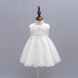 2015 Newborn Baby Christening Gown Infant Girl's White Princess Lace Baptism Dress Toddler Baby Girl Chiffon Dresses 3pcs/set
