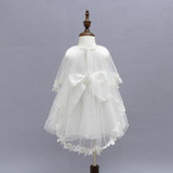 2015 Newborn Baby Christening Gown Infant Girl's White Princess Lace Baptism Dress Toddler Baby Girl Chiffon Dresses 3pcs/set