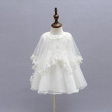 2015 Newborn Baby Christening Gown Infant Girl's White Princess Lace Baptism Dress Toddler Baby Girl Chiffon Dresses 3pcs/set