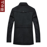 2015 new winter men's wool coat fashion casual style single breasted mens woolen blended coat mens long coats for winter