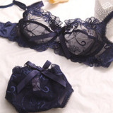 2015 new Underwear set thin female sexy push up ultra-thin transparent lace bra sexy lingerie bra and panty set Free Shipping