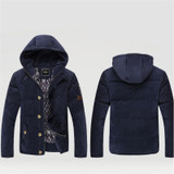 2015 Men's Solid Thick Hooded Winter Coat Slim British Tide Thick Winter Hooded Down Jacket Coat Tide Male British Solid M-3XL