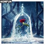 HOMFUN Full Square/Round Drill 5D DIY Diamond Painting "Red Rose Flower" 3D Embroidery Cross Stitch Mosaic Rhinestone Home Decor
