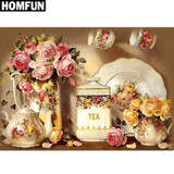 HOMFUN Full Square/Round Drill 5D DIY Diamond Painting "Kitchen Flower" 3D Embroidery Cross Stitch Mosaic Rhinestone Home Decor