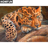 HOMFUN Full Square/Round Drill 5D DIY Diamond Painting "Animal leopard" 3D Embroidery Cross Stitch Mosaic Rhinestone Home Decor
