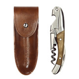 HOMESTIA Premium Wood Corkscrew Wine Opener Bottle Opener Beer Opener and Foil Cutter w/Leather Case and Gift package