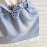N2016 New Fashion Baby Kids Girls cotton Dress Cute Princess Sleeveless Denim Tulle Bowknot High-quality Dresses