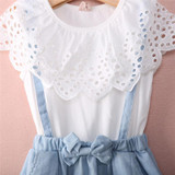 N2016 New Fashion Baby Kids Girls cotton Dress Cute Princess Sleeveless Denim Tulle Bowknot High-quality Dresses