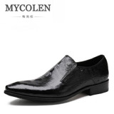MYCOLEN Mens Dress Italian Leather Crocodile Wedding Shoes Luxury Brand Mens Loafers Genuine Leather Formal Loafers Moccasins