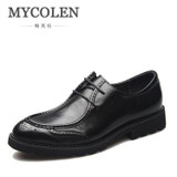 MYCOLEN Luxury Brand Men Oxfords Shoes Round Toe Genuine Leather Dress Party Shoes Wedding Shoes Business Flats Shoes