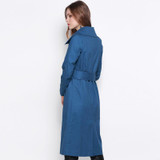 MY MAYAASOS 2017 Spring Solid Blue Women Trench Coat Double Breasted Loose Longline Casual Female Tops Outwear Sash Ladies Coat