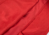 MWSFH New Faldas Summer Autumn Style Vintage Skirt High Waist Work Wear Midi Skirts Womens Fashion red black Jupe Femme Saias