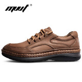 MVVT Winter Retro Men Boots Top Quality Genuine Leather Boots Men Winter Ankle Boots Fashion Platform Men Shoes