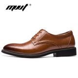 MVVT Brand Pointed Toe Men's Oxfords Formal Shoes Genuine Leather Shoes Men Dress Shoes Men Flats Wedding Shoes