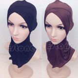 Muslim Cotton Full Cover Inner Hijab Cap Islamic Head Wear Hat Underscarf Colors