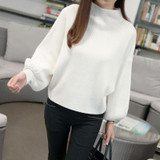 Muridou New Winter Women Sweater Fashion Turtleneck Sweater Batwing Sleeve Pullovers Loose Knitted Sweater Females Jumper Tops