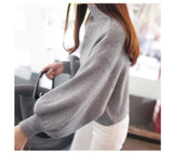 Muridou New Winter Women Sweater Fashion Turtleneck Sweater Batwing Sleeve Pullovers Loose Knitted Sweater Females Jumper Tops